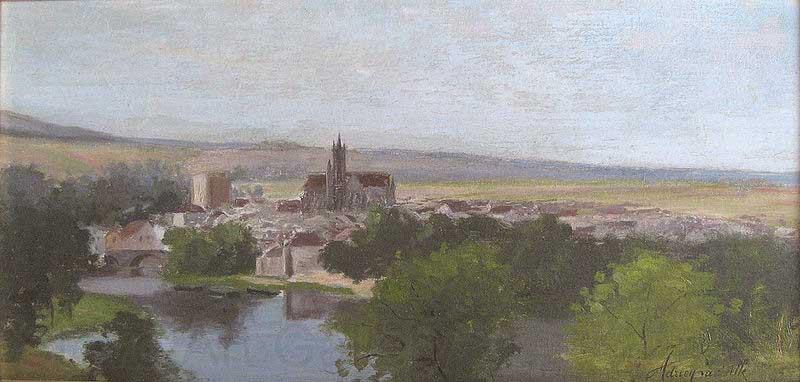 Adrien Lavieille Vue de Moret-sur-Loing France oil painting art
